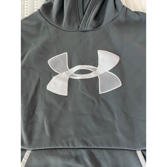 Under Armour Boys Gray Loose Fit Cold Gear Pullover Hoodie Youth Size Large - Picture 4 of 7